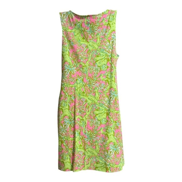 Lilly Pulitzer Shift Dress Womens Medium Pink Green Floral Excellent Braided - Picture 3 of 5